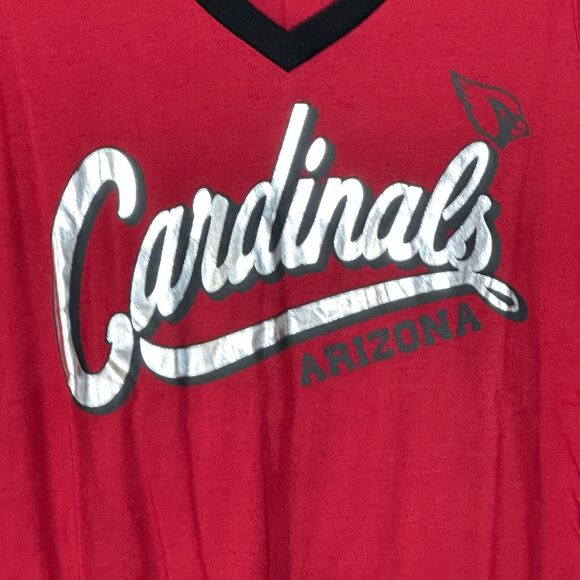 Cardinals NFL Team Apparel Short Sleeve V Neck Tee Shirt Red Women's Small NWT - Picture 2 of 9